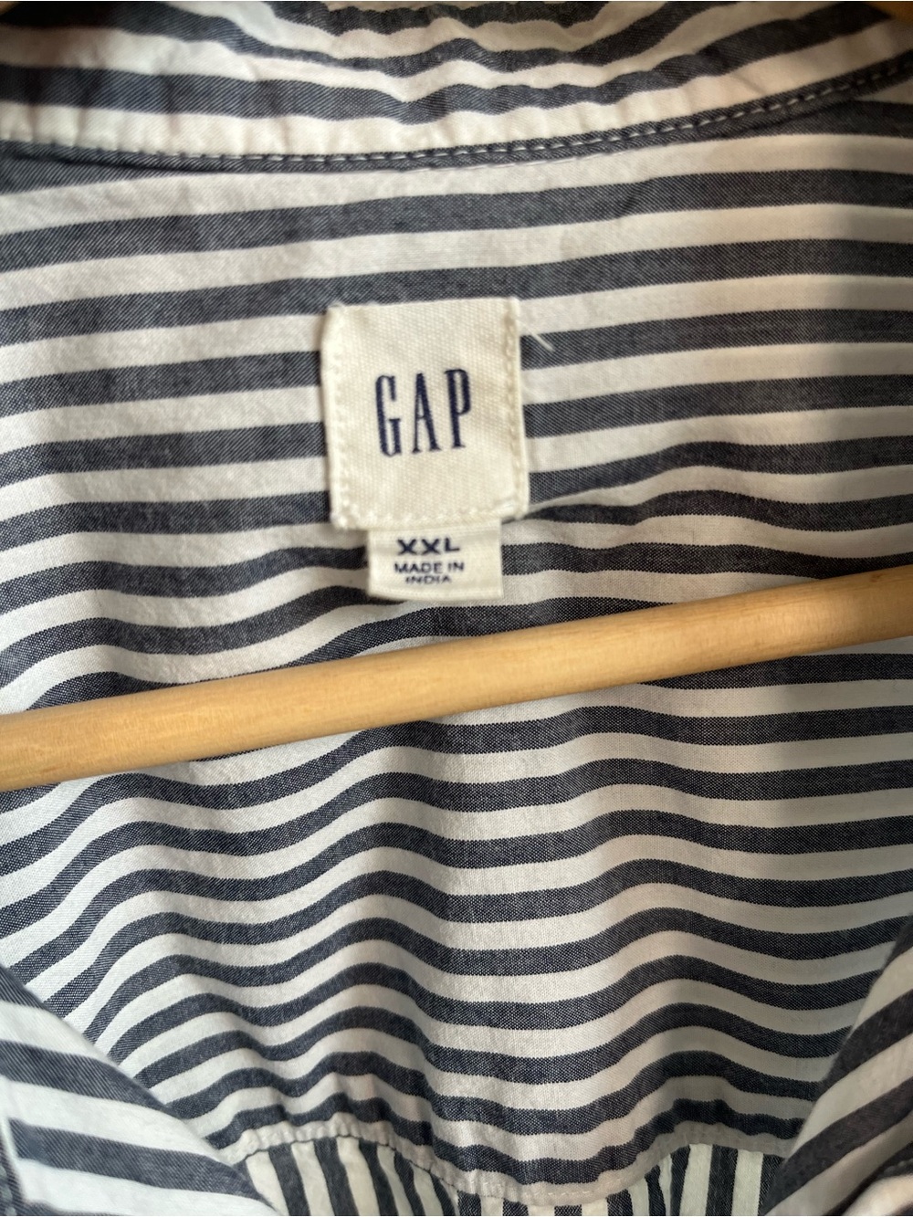 Gap Easy Shirt XXL Oversized Blue White Stripe Cotton Button Down Coastal Preppy - Picture 3 of 10